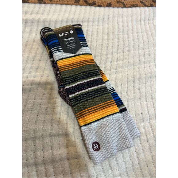 Stance Curren Wool Blend Snow Mid Cushion Socks L Mens 9-13 Gray Striped - Picture 1 of 6